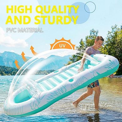 Inflatable Pool Lounger Float with Cooler Cup Holders