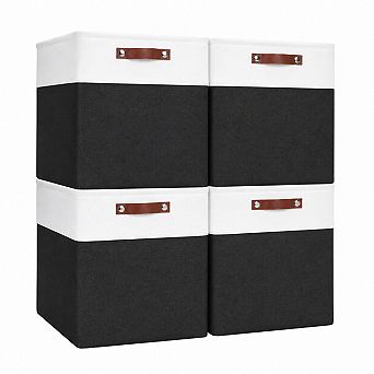 4-Pack Fabric Storage Baskets with Handles for Closet Shelves Home Organization