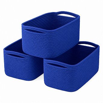 3 Pack Woven Cotton Rope Storage Baskets With Handles For Organizing And Gifting
