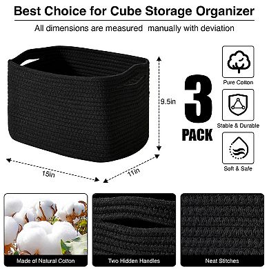 Woven Cotton Rope Storage Baskets Multi Functional Home Organization Handles