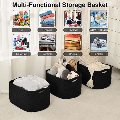 Woven Rope Storage Baskets Multi Functional Organizer For Home Organization