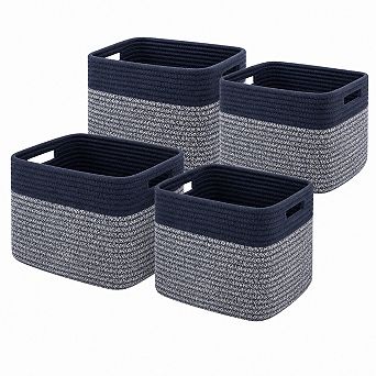 4 Pack Cotton Rope Storage Baskets Durable Rustic Home Organization For Shelves Closets
