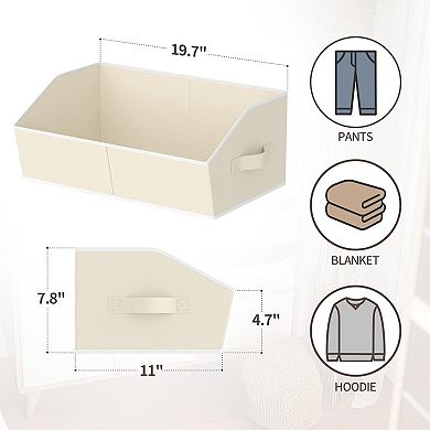 Collapsible Fabric Storage Baskets Trapezoid Sturdy Handles Multipurpose Organizer Bins
