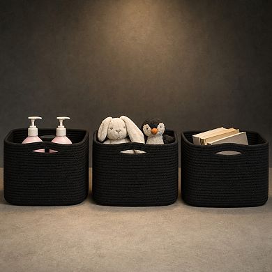 Woven Rope Storage Baskets Multi Functional Organizer For Home Organization