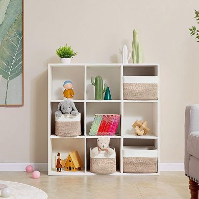 4 Pack Cotton Rope Storage Baskets Collapsible Woven Shelf Organizer