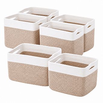4 Pack Cotton Rope Storage Baskets Collapsible Woven Shelf Organizer