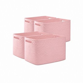 4 Pack 15L Pink Cube Storage Baskets Bins for Organizing