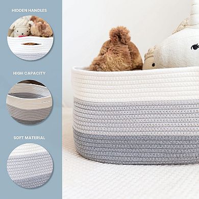 Woven Cotton Rope Storage Baskets For Shelves Closet Bedroom Playrooms