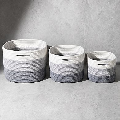 Woven Cotton Rope Storage Baskets For Shelves Closet Bedroom Playrooms