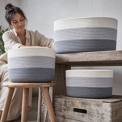 Woven Cotton Rope Storage Baskets For Shelves Closet Bedroom Playrooms