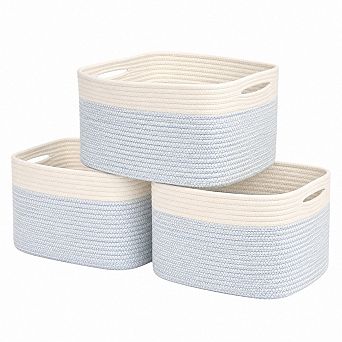 Woven Cotton Rope Storage Baskets For Shelves Closet Bedroom Playrooms