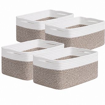 4 Pack Cotton Rope Storage Baskets For Shelves Decorative Organizer Bins