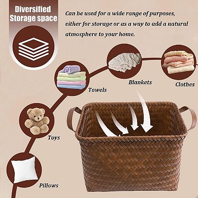 Handwoven Wicker Storage Baskets Set Of 4 Multi Use Organizers For Home