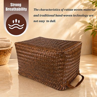 Handwoven Wicker Storage Baskets Set Of 4 Multi Use Organizers For Home