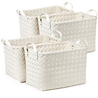 Handwoven Wicker Storage Baskets Set Of 4 Multi Use Organizers For Home