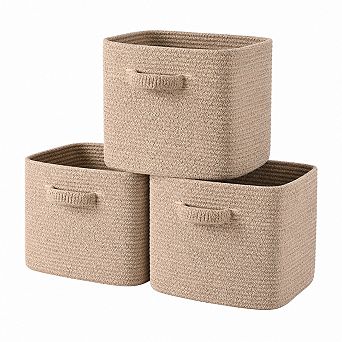 Cotton Rope Woven Cube Storage Bins Soft Ergonomic Handles Multi Purpose Organizers