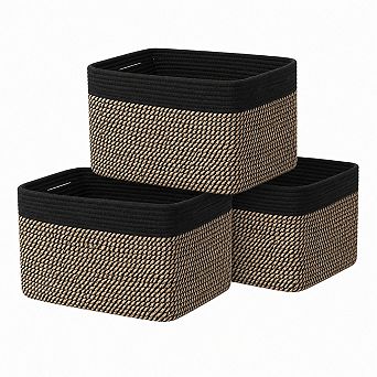 Cotton Rope Storage Baskets With Handles For Home Organization Dog Bin Shoe Organizer