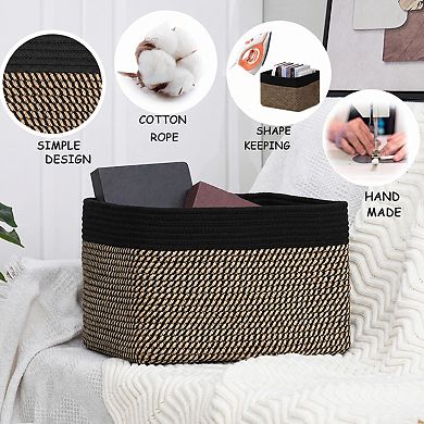 Cotton Rope Storage Baskets With Handles For Home Organization Dog Bin Shoe Organizer