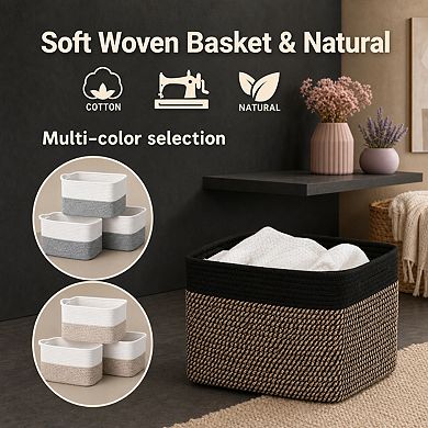 Cotton Rope Storage Baskets With Handles For Home Organization Dog Bin Shoe Organizer