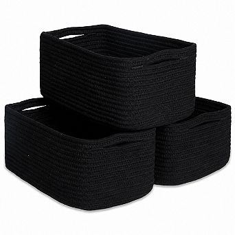 Rectangle Rope Woven Storage Baskets Sturdy Structured Organizer Bins