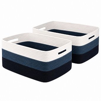 Woven Cotton Rope Storage Baskets Closet Organizer For Blankets Clothes Toys