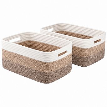 Woven Cotton Rope Storage Baskets Closet Organizer For Blankets Clothes Toys