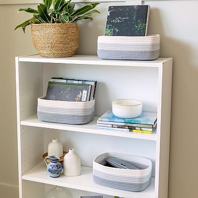 Structured Rope Storage Baskets Reinforced Handles Decorative Organizer Bins
