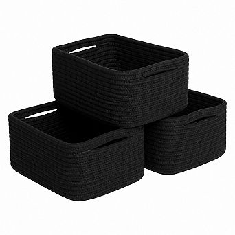 Structured Rope Storage Baskets Reinforced Handles Decorative Organizer Bins