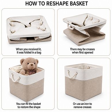 Collapsible Fabric Storage Bins With Ropes Large Organizer For Home Office Closet