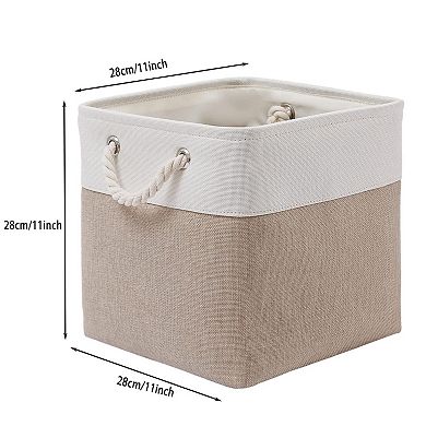 Collapsible Fabric Storage Bins With Ropes Large Organizer For Home Office Closet