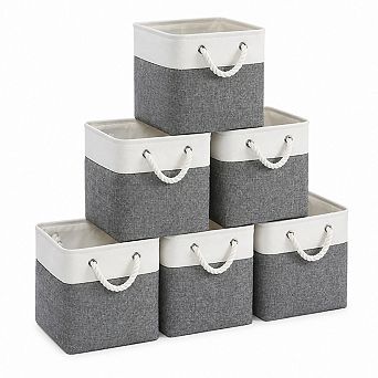 Collapsible Fabric Storage Bins With Ropes Large Organizer For Home Office Closet