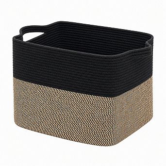 Cotton Rope Woven Storage Baskets with Reinforced Handles Decorative Laundry Organizer