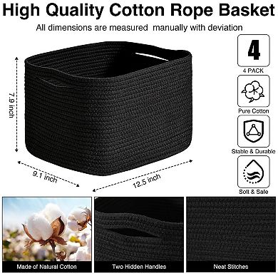 Woven Cotton Rope Storage Baskets Multipurpose Decorative Organizer For Shelves Home Office