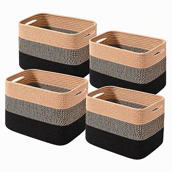 Woven Cotton Rope Storage Baskets Multipurpose Decorative Organizer For Shelves Home Office