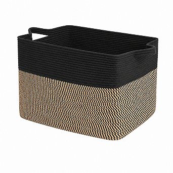 Cotton Rope Woven Storage Basket Sturdy Organizer for Blankets Laundry and Toys