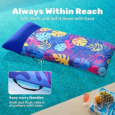 Inflatable Pool Float Lounger Fabric Mat Headrest Raft