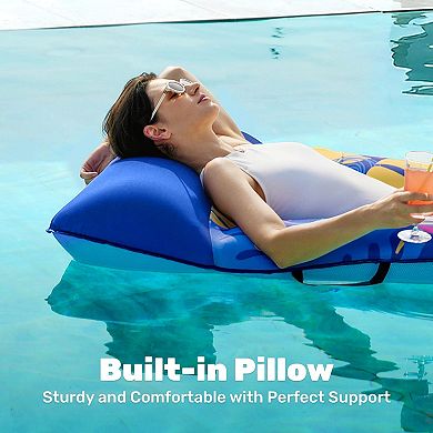 Inflatable Pool Float Lounger Fabric Mat Headrest Raft