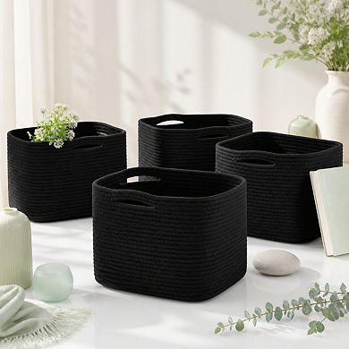 Cotton Rope Storage Baskets 4 Pack Multipurpose Organizer for Shelves Closets