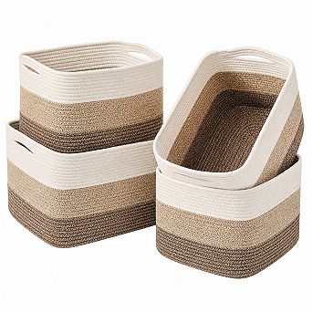 Cotton Rope Storage Baskets 4 Pack Multipurpose Organizer for Shelves Closets
