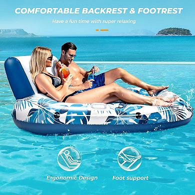 Pool Float Inflatable Lounger Recliner Raft Cup Holder
