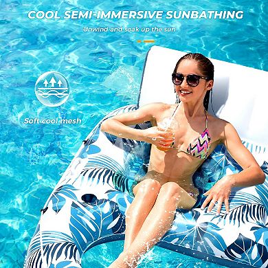 Pool Float Inflatable Lounger Recliner Raft Cup Holder
