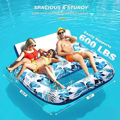 Pool Float Inflatable Lounger Recliner Raft Cup Holder