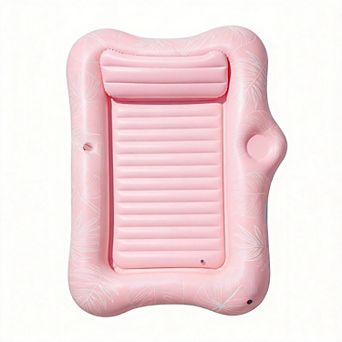 Inflatable Tanning Pool Lounger Float Sunbathing Tub Cup Holder Beach Lake