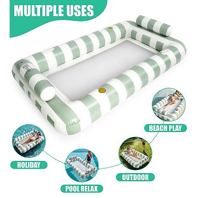 Inflatable Tanning Pool Float Mesh Bottom 2-Person