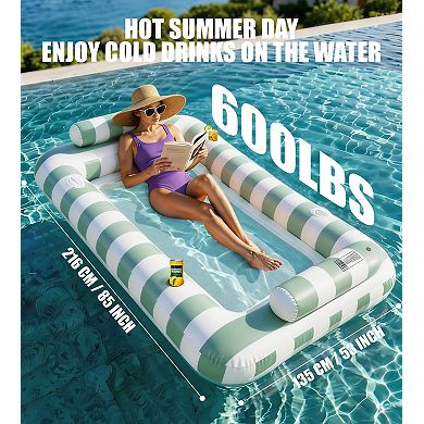 Inflatable Tanning Pool Float Mesh Bottom 2-Person