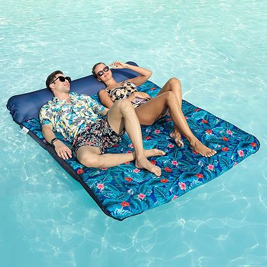 Oversized Pool Float Lounge Fabric Contour Lounger Headrest Raft