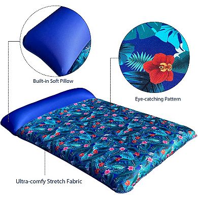 Oversized Pool Float Lounge Fabric Contour Lounger Headrest Raft