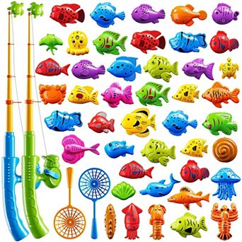 Magnetic Fishing Toy Rod Set Floating Fish Pool Bath Water Game