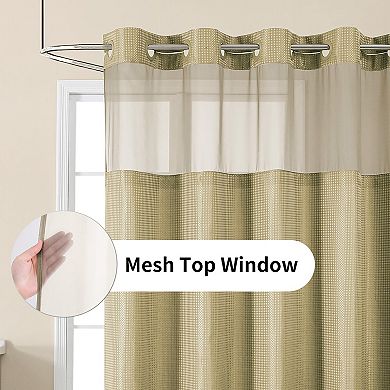 36"W x 75"L Small Stall Shower Curtain Snap Liner Waffle Weave No Hook Mesh