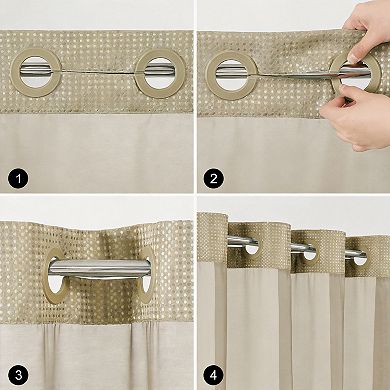 36"W x 75"L Small Stall Shower Curtain Snap Liner Waffle Weave No Hook Mesh